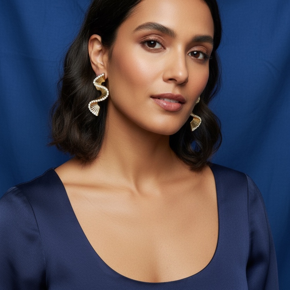 Gold Spiral Statement Earrings